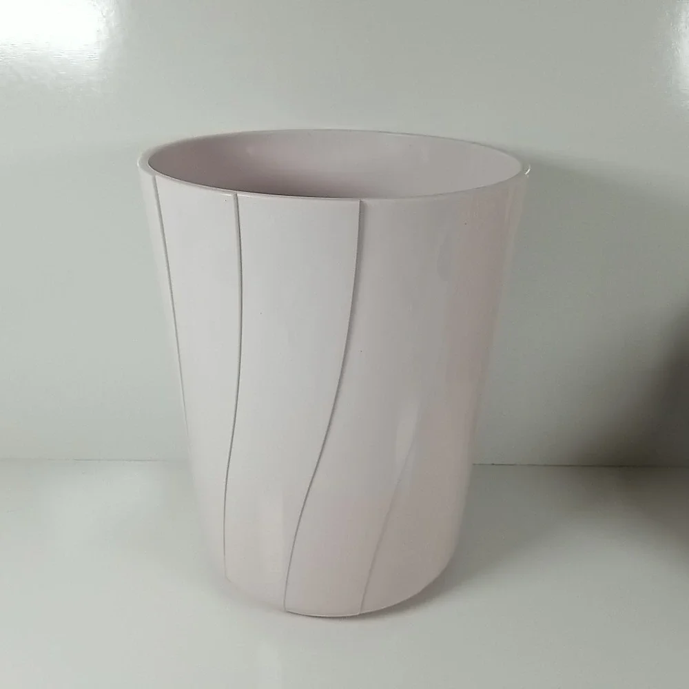 Vintage 1980s Wave Creative Bath Pink Waste Bin Trash Can Plastic Sleek
